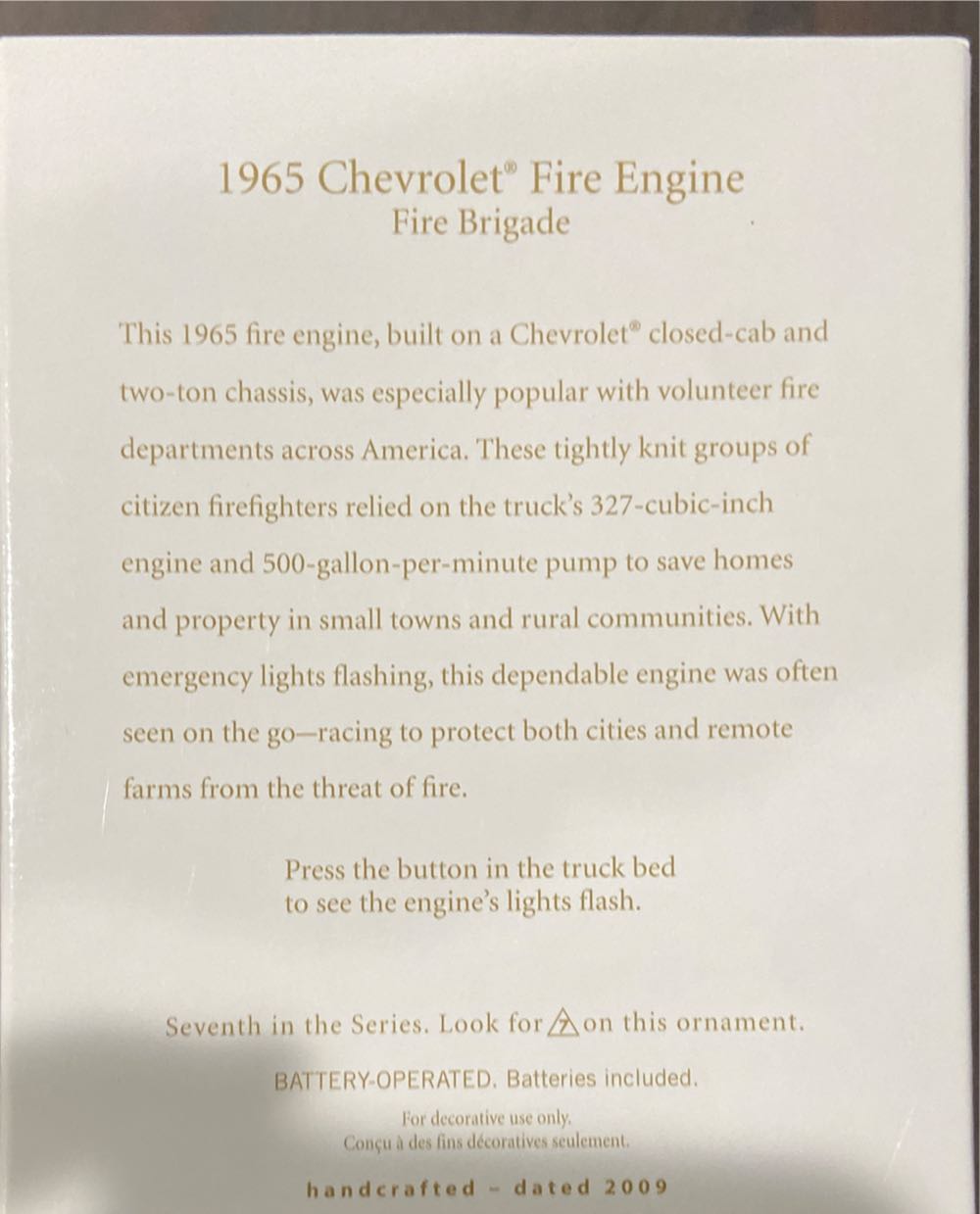 FB#7 1965 Chevy Fire Engine Fire Brigade - Fire Brigade (Fire Brigade) ornament collectible [Barcode 795902088569] - Main Image 2