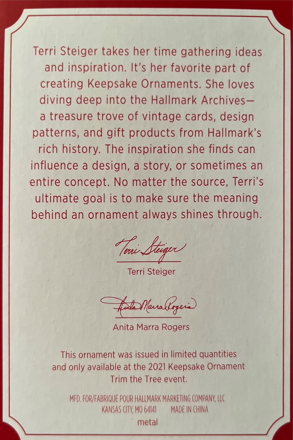 Rocking Horse 2021 Gift - Hallmark Club Gift (KOC Member Exclusive) ornament collectible [Barcode 763795699827] - Main Image 2