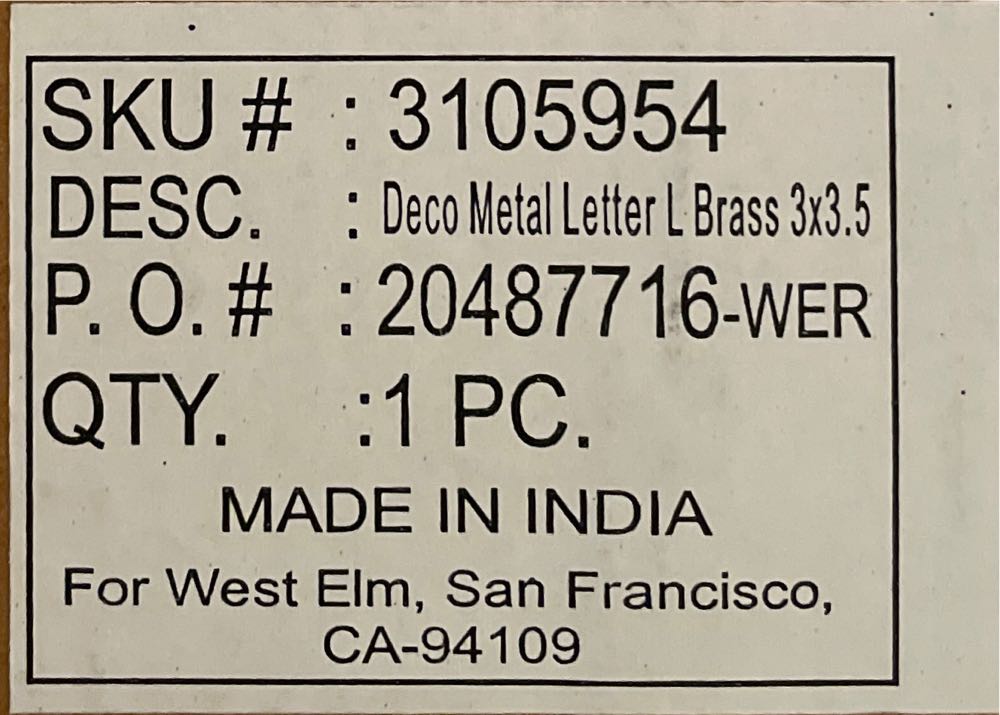 Art Deco “L”  ornament collectible - Main Image 2