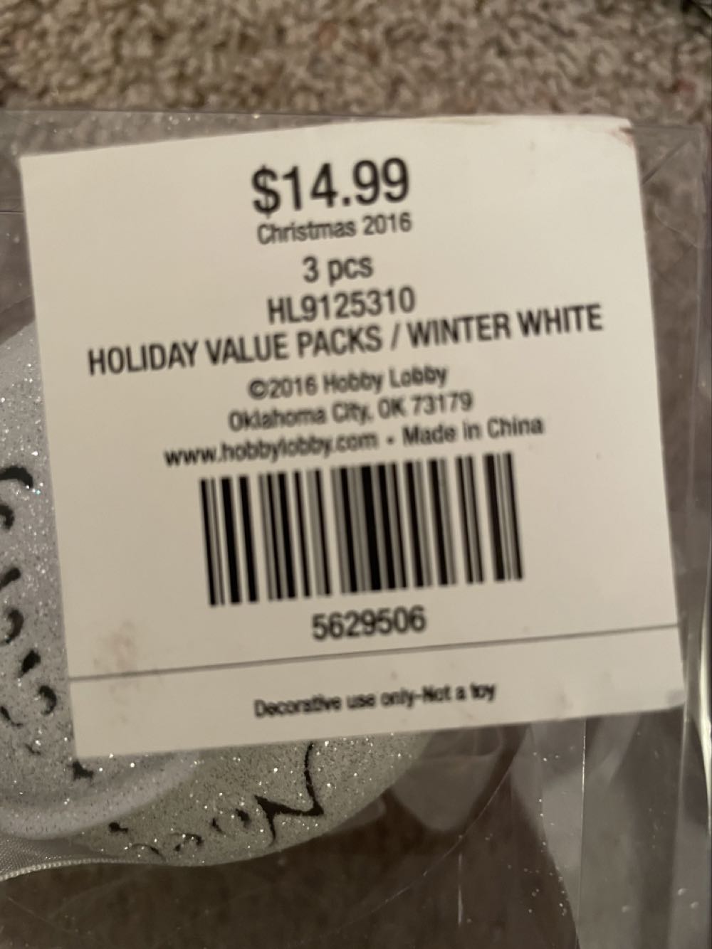 Set Of 4 Winter White Glitter Balls  ornament collectible - Main Image 2