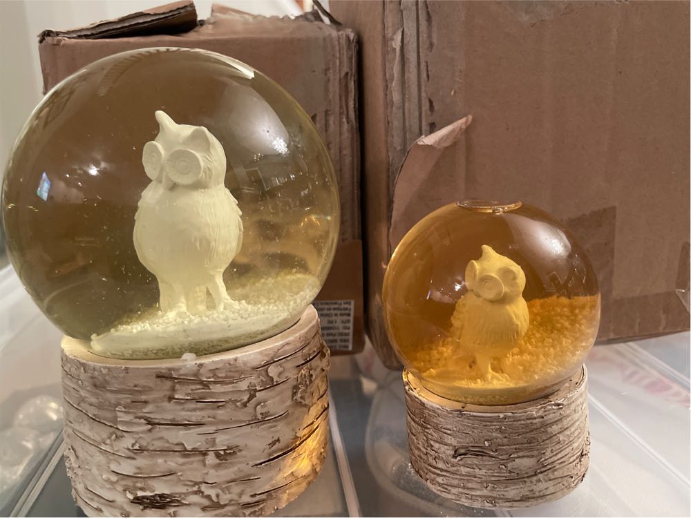 (THREW AWAY) Birch Base Snowglobe Owl (med)  ornament collectible - Main Image 3