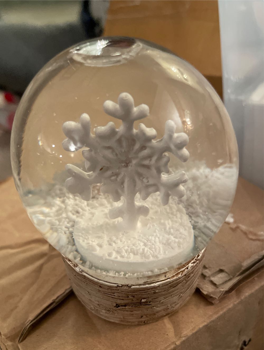  Birch Base Snowflake Snowglobe (small)  ornament collectible - Main Image 1
