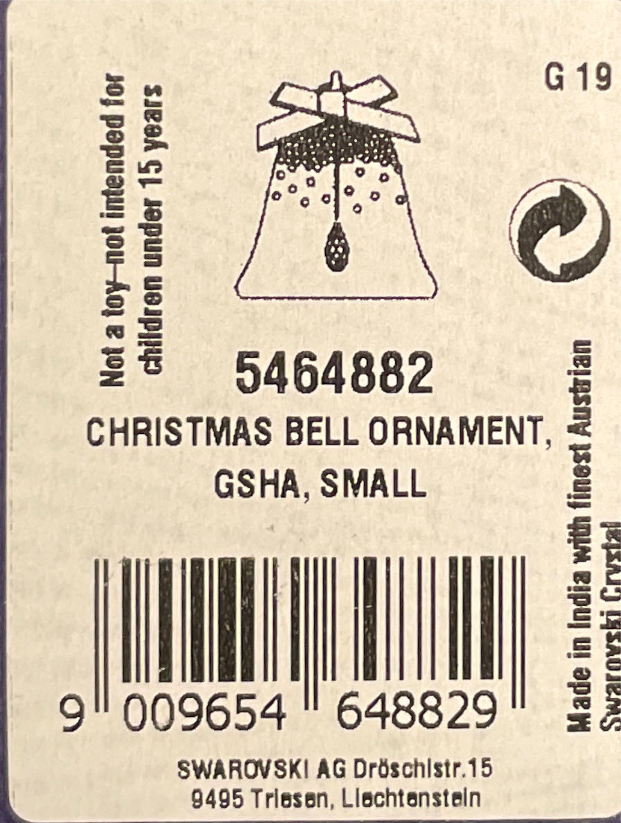 Swarovski Christmas Bell  ornament collectible [Barcode 9009654648829] - Main Image 3