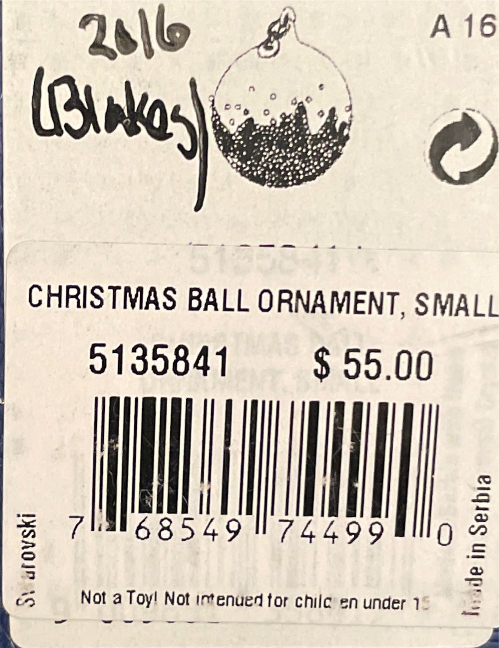 Swarovski Ball Ornament Small (2016)  ornament collectible [Barcode 768549744990] - Main Image 2