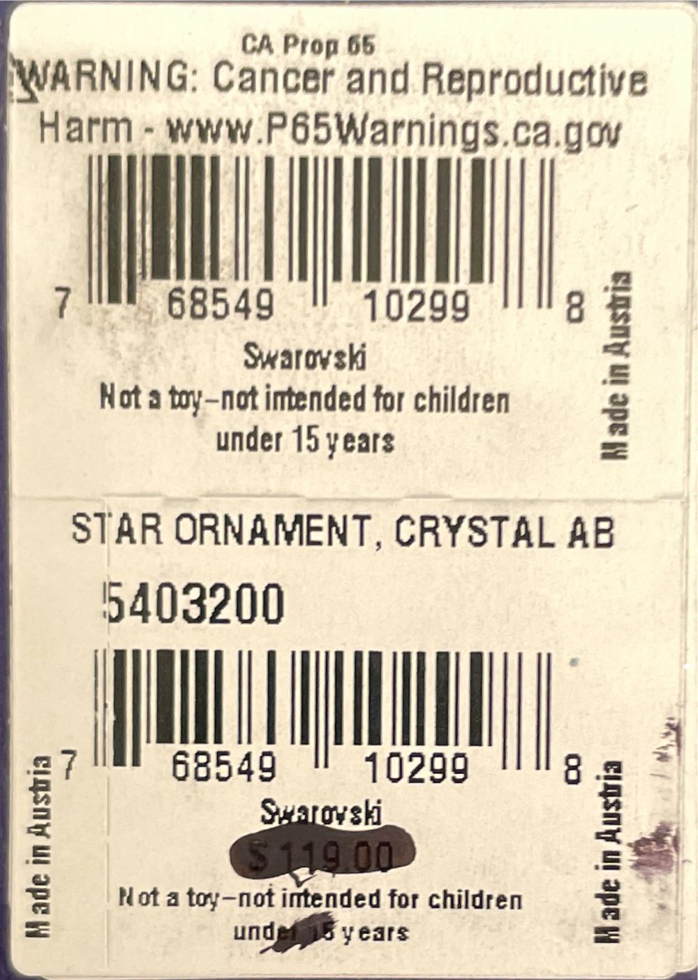Aurora Borealis Star Ornament - Swarovski Ornament (Star) ornament collectible [Barcode 768549102998] - Main Image 2