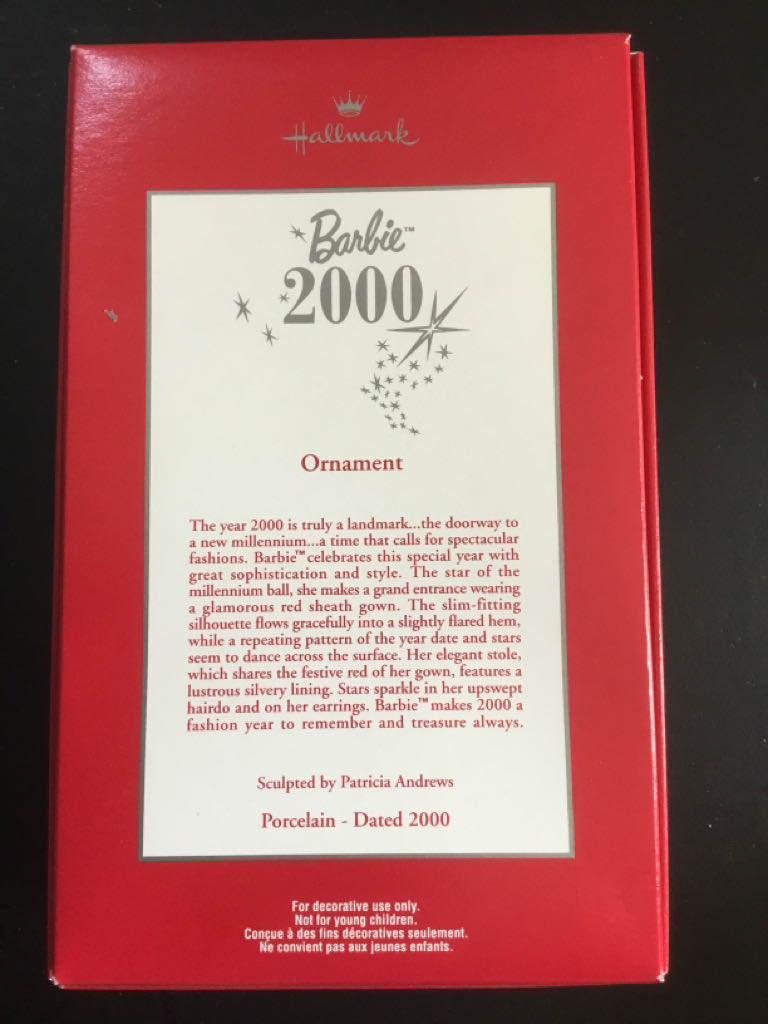 Barbie: Barbie 2000 Club Exclusive - Porcelain Barbie (Barbie) ornament collectible [Barcode 015012608298] - Main Image 2