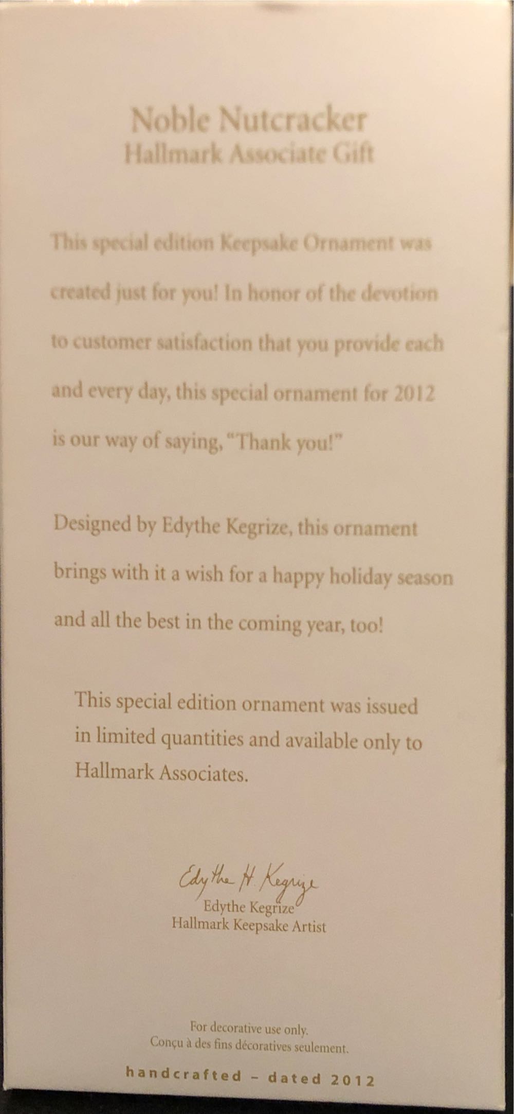 Noble Nutcracker Special Edition - Hallmark Associate Gift (Nutcracker) ornament collectible - Main Image 3