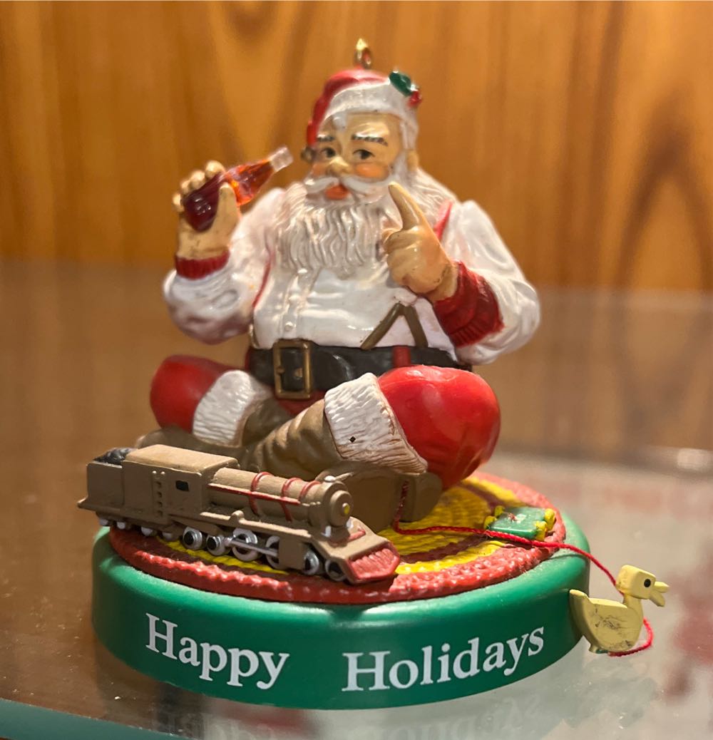 Santa with Train 1936 “Happy Holidays” - Trim-A-Tree Collection (Coca-Cola Santa Claus) ornament collectible [Barcode 715429091019] - Main Image 2