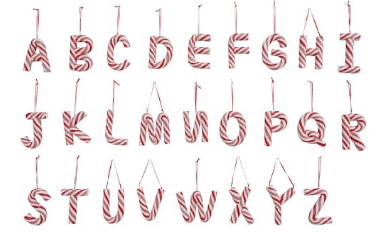 CANDY CANE MONOGRAM Collectible Ornament - Candy Land (Hanging Ornament) ornament collectible [Barcode 195158530094] - Main Image 2