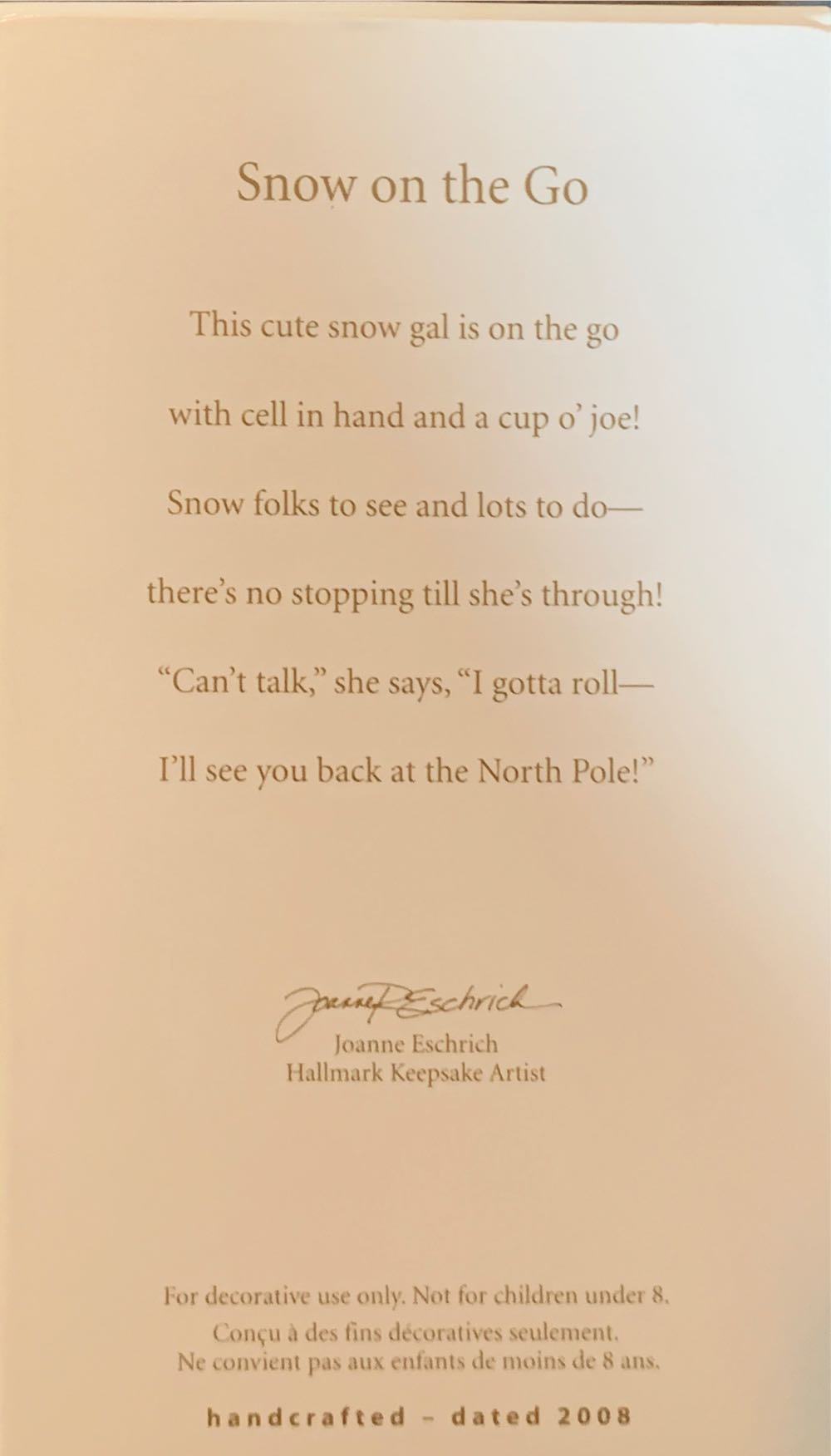 Snow On The Go - Snowman ornament collectible [Barcode 795902022297] - Main Image 2