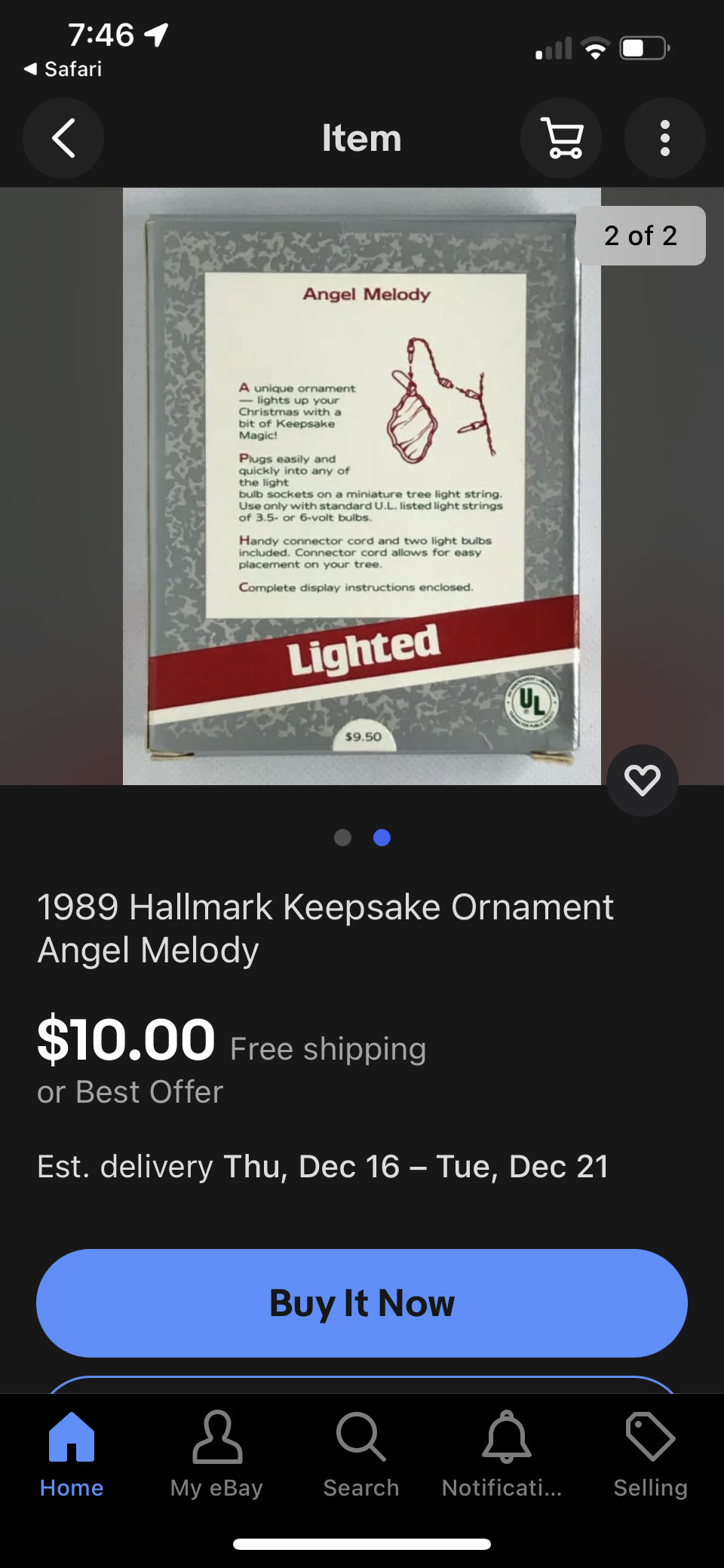 Angel Melody - Lighted Keepsake Magic ornament collectible - Main Image 2