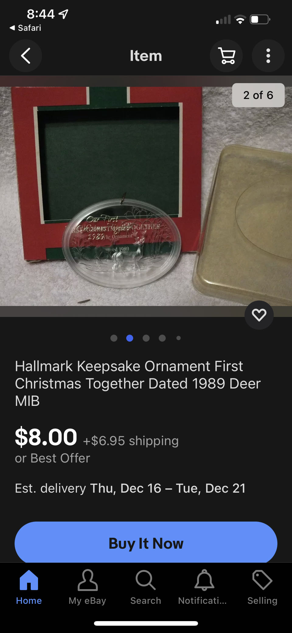 First Christmas Together 1989  ornament collectible - Main Image 2