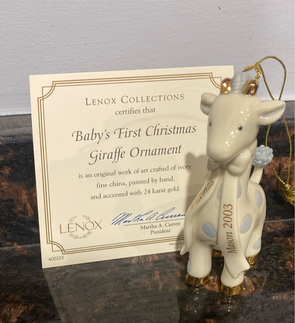 Baby’s First Christmas Giraffe - Boy - Animal (Event) ornament collectible [Barcode 091709813091] - Main Image 2
