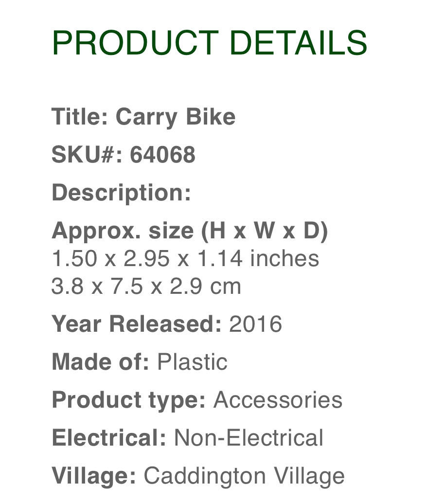 Carry Bike  #64068 - General Products (Accessories) ornament collectible [Barcode 728162640680] - Main Image 3