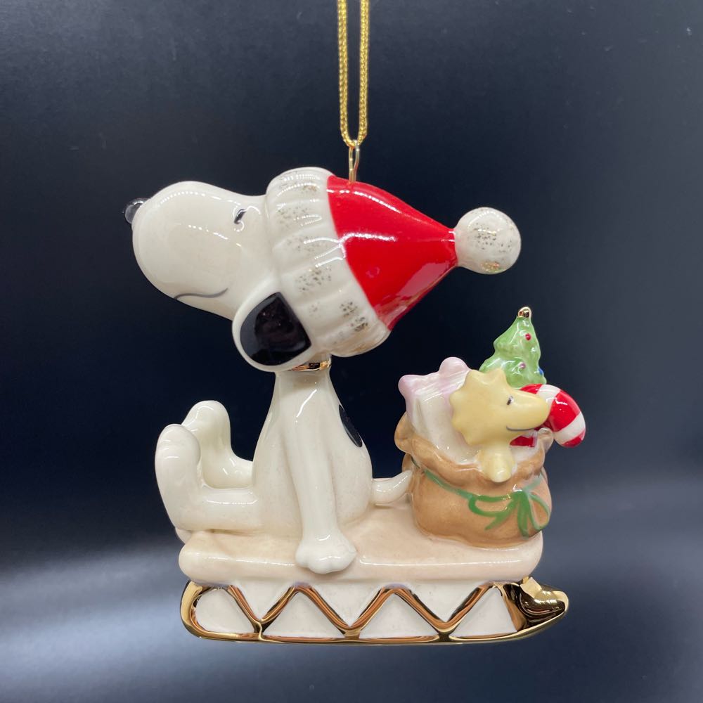 Snoopy Sledding Into The Holidays Ornament - Snoopy (Peanuts) ornament collectible [Barcode 882864837349] - Main Image 2