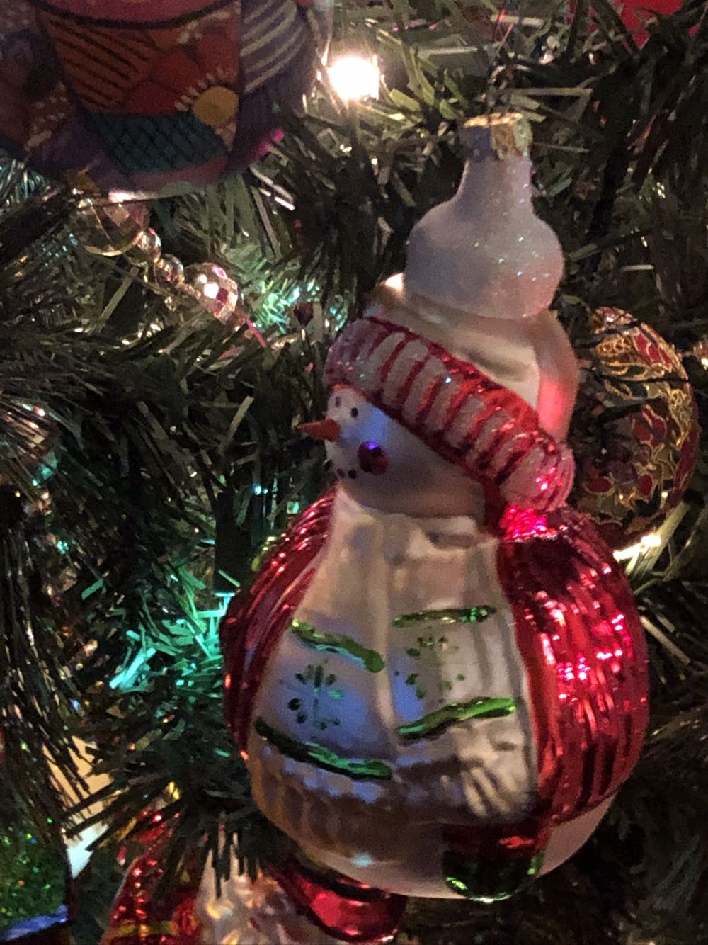 Snowman Large Glass  ornament collectible - Main Image 2