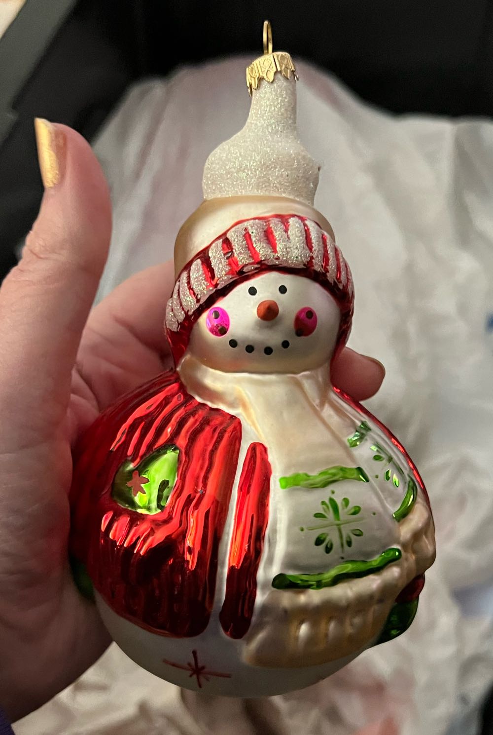 Snowman Large Glass  ornament collectible - Main Image 3