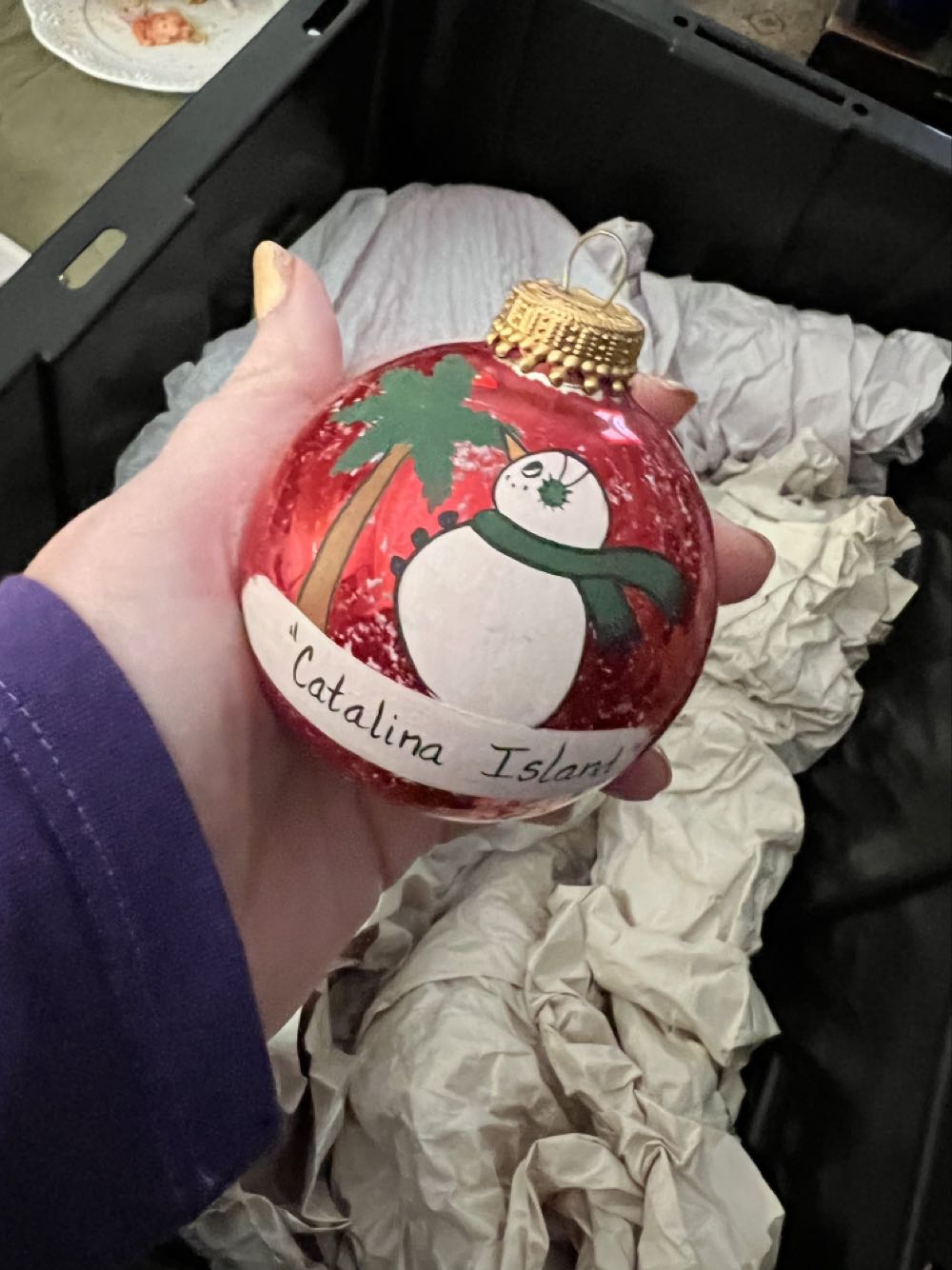 Ball - Red Snowman - Catalina Island  ornament collectible - Main Image 3