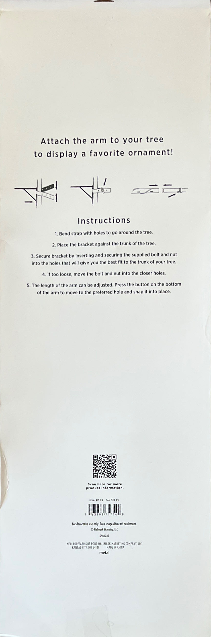 Hallmark Keepsake. Christmas. Ornament Display Arm. Christmas Tree Insert Metal. Have 2  (Ornament Display Arm) ornament collectible [Barcode 763795717149] - Main Image 3