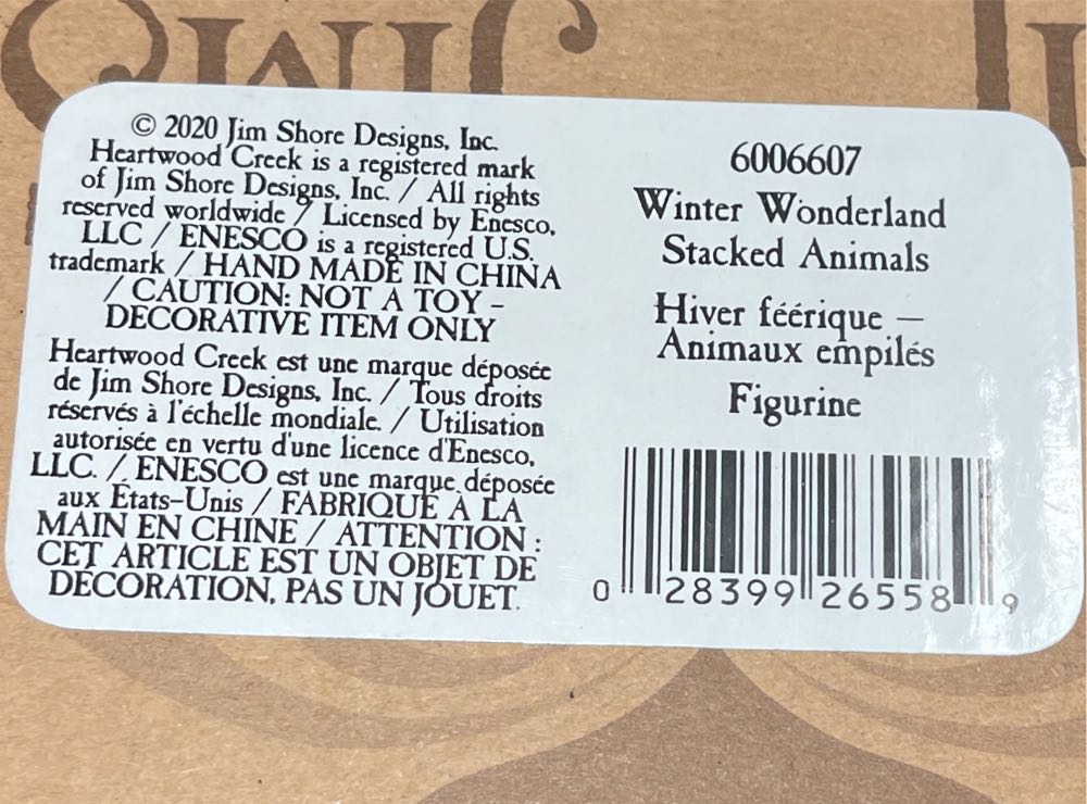 Jim Shore “Christmas Creatures, Great & Small”  Winter Wonderland Stacked Animals Figurine 7.28” H Enesco - Jim Shore Heartwood Creek (Animal) ornament collectible [Barcode 028399265589] - Main Image 4