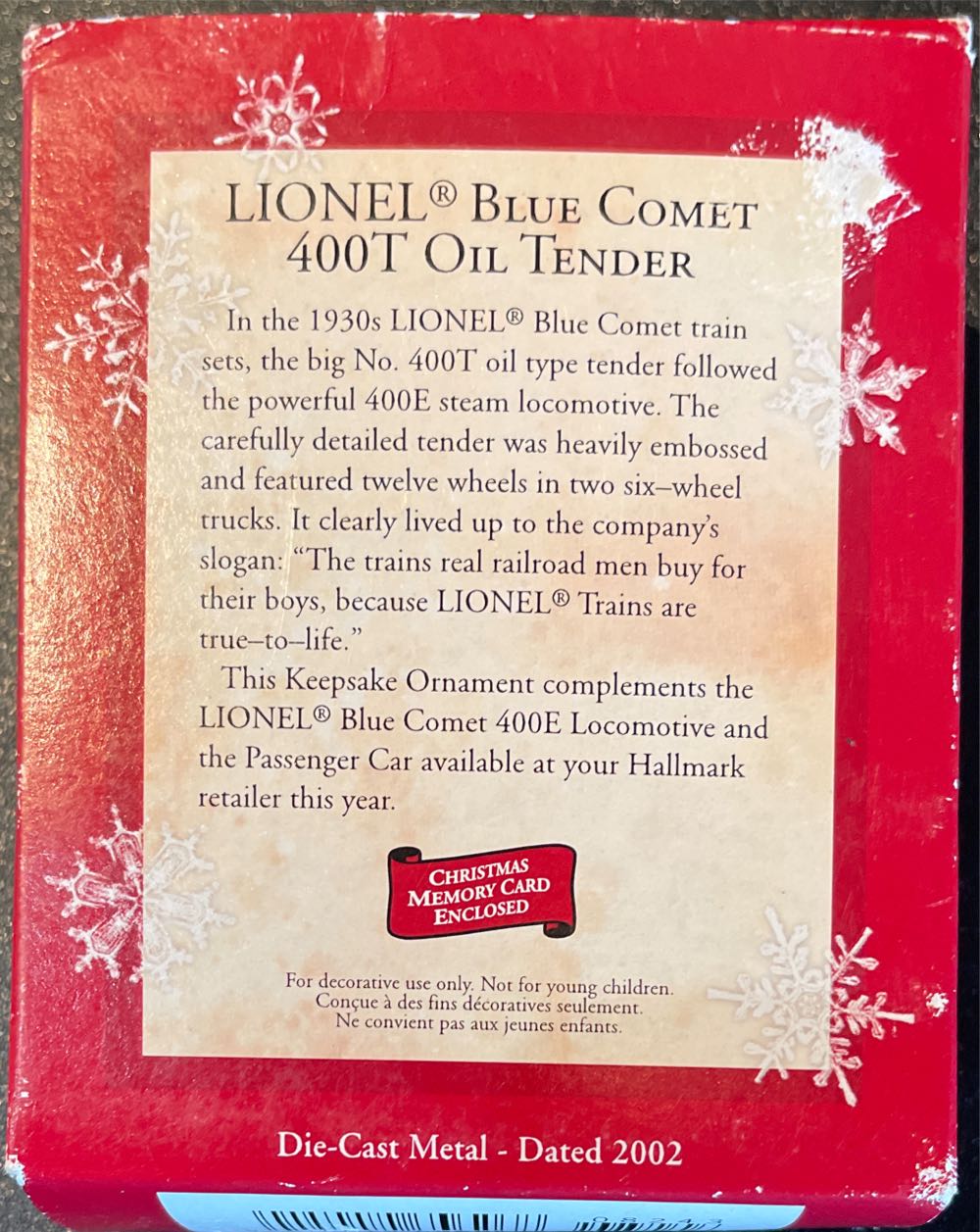 Blue Comet 490T Oul Tender  (Christmas Ornament) ornament collectible - Main Image 2