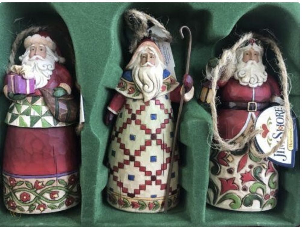 Set Of 3 Santa’s w/Box - Christmas (Santa) ornament collectible [Barcode 045544140874] - Main Image 2