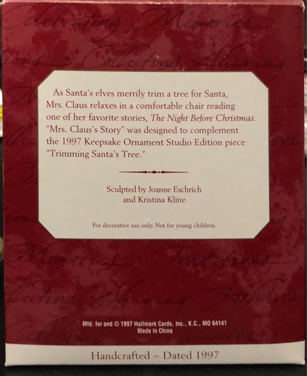 Mrs. Claus’s Story - Keepsake Ornament Collector’s Club (Mrs Claus Reading) ornament collectible - Main Image 4