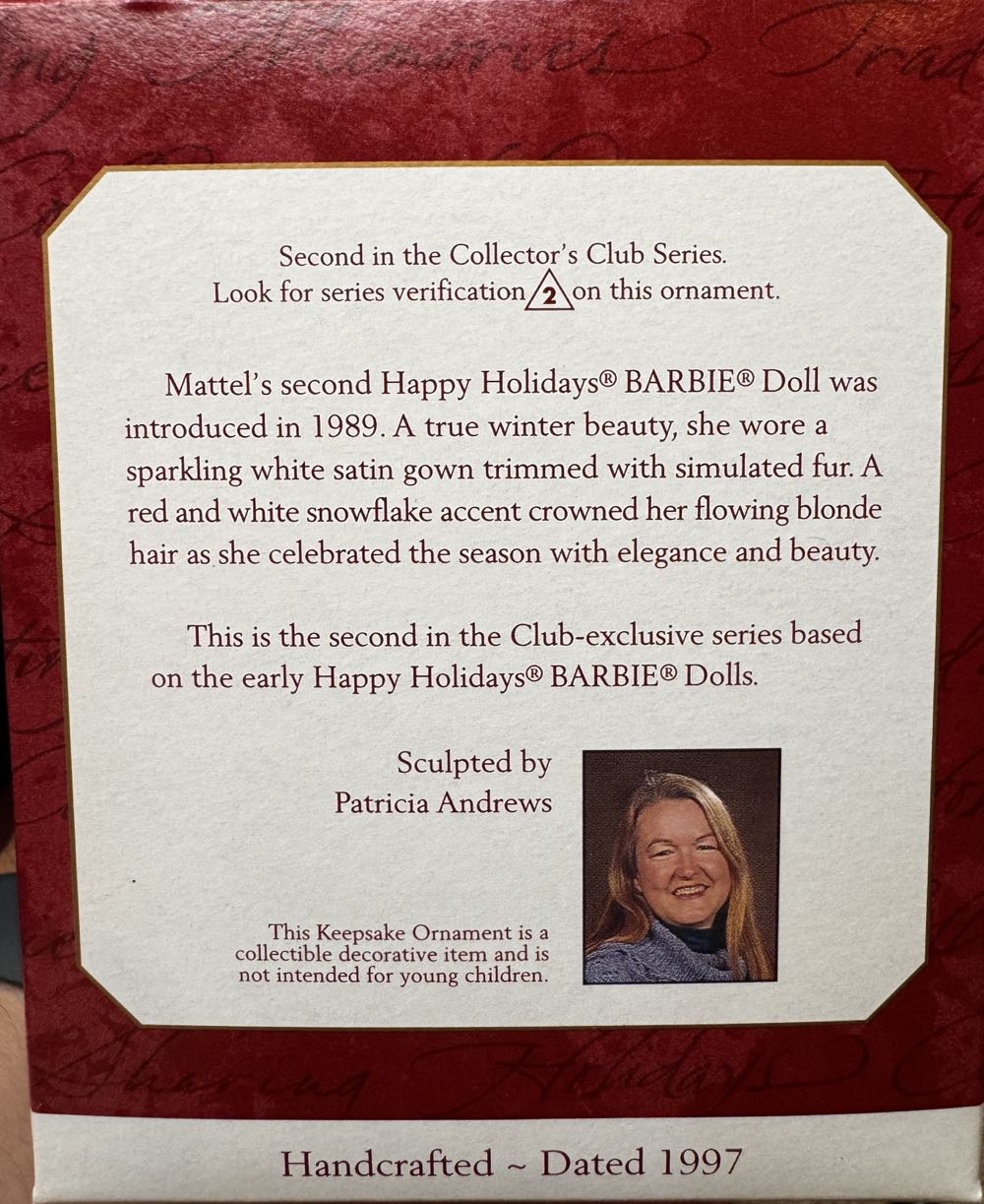 Keepsake 1997 Club Edition Barbie - Collectors Club Series (Barbie) ornament collectible - Main Image 2