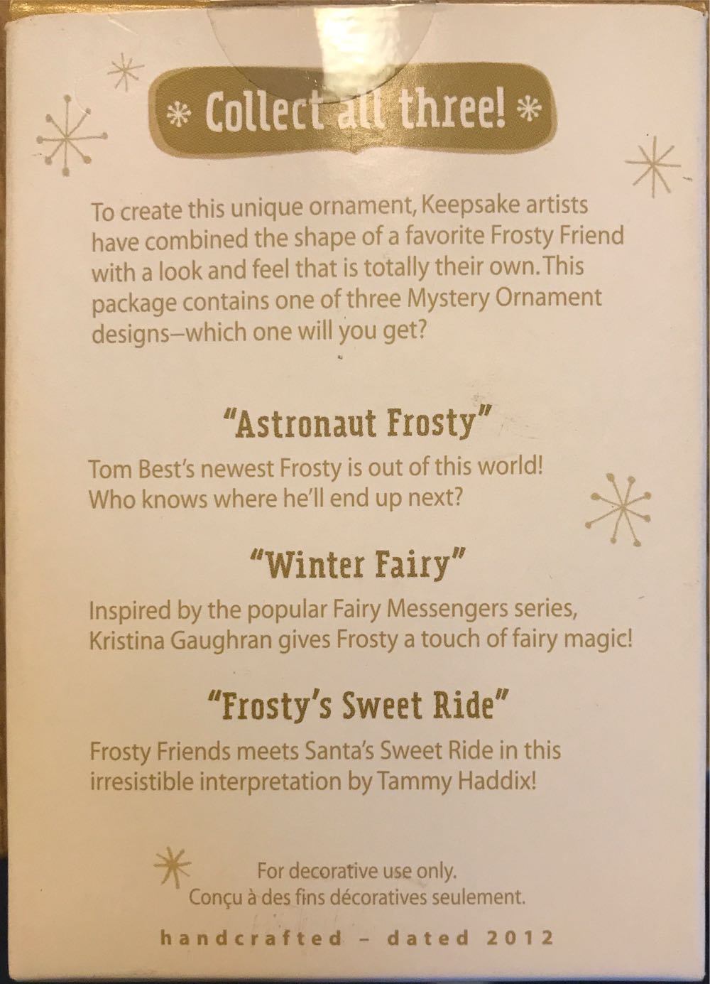 Frosty (Winter Fairy) - Mystery Frosty (Frosty) ornament collectible [Barcode 795902250607] - Main Image 3