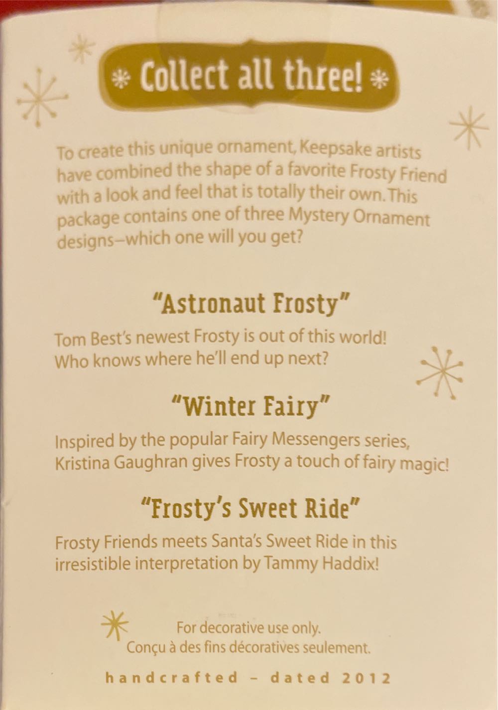 Frosty (Winter Fairy) - Mystery Frosty (Frosty) ornament collectible [Barcode 795902250607] - Main Image 4