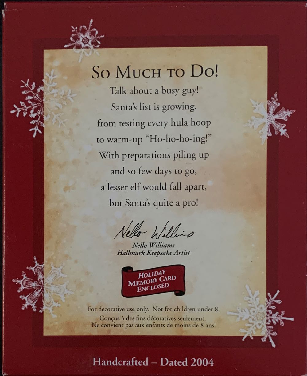 So Much To Do! - Santa (Santa) ornament collectible [Barcode 015012822380] - Main Image 2