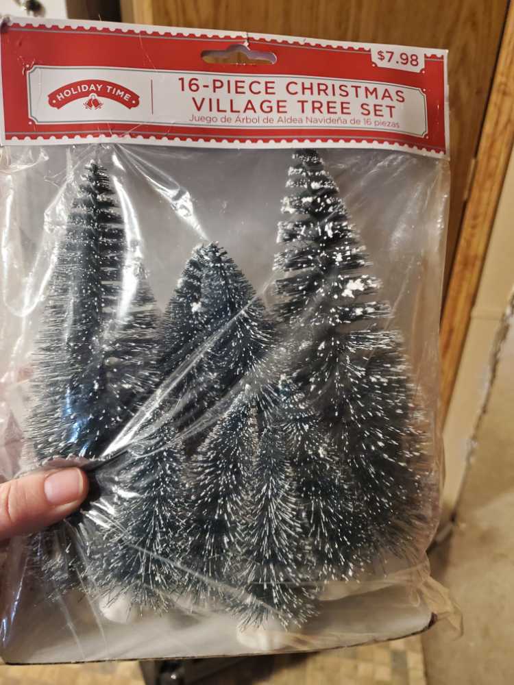 16 Piece Holiday Christmas Village Tree Set ...  ornament collectible [Barcode 049696178891] - Main Image 1