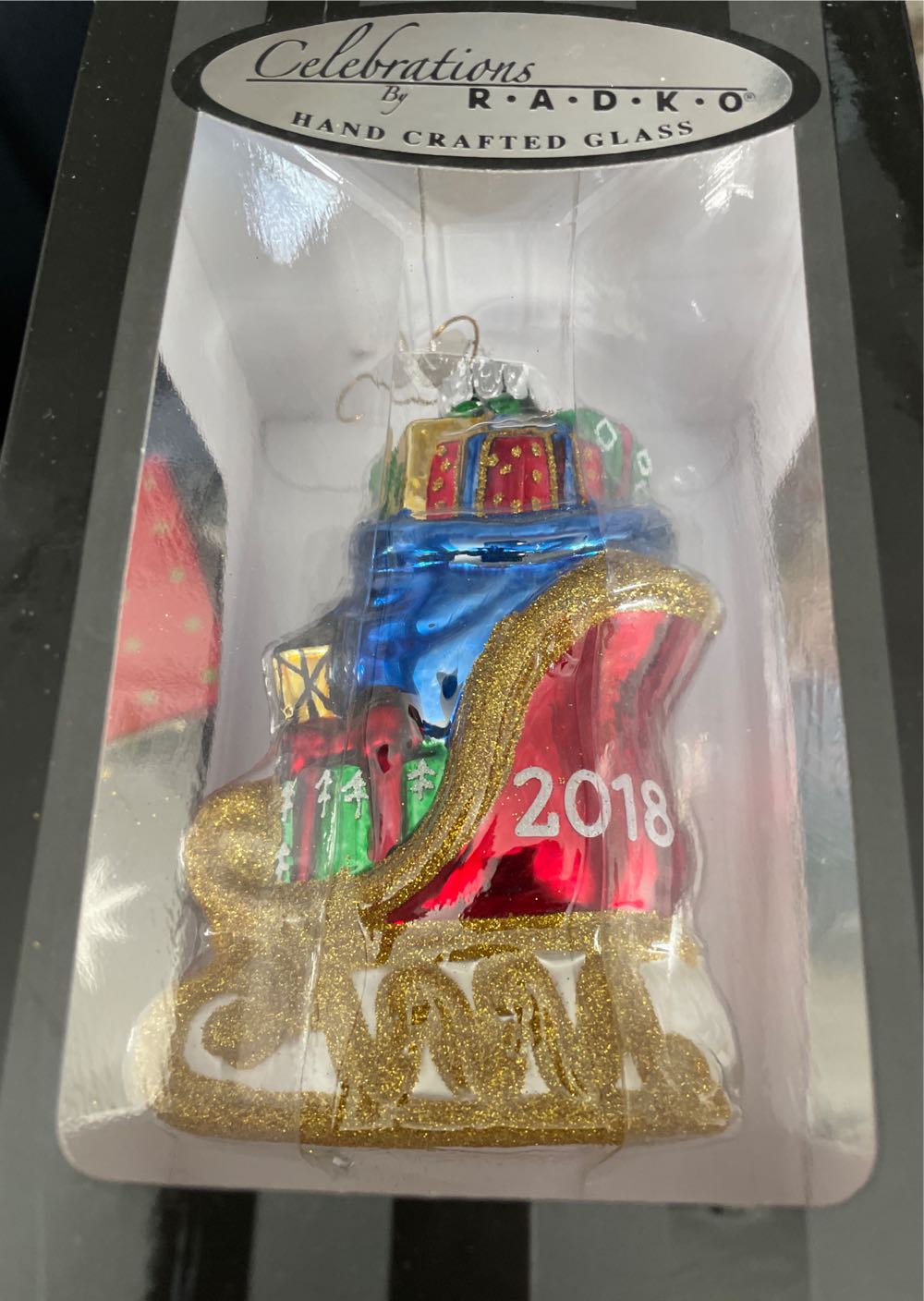 2018 Santa’s Sleigh - Celebrations By Radko (Christmas) ornament collectible [Barcode 026301776321] - Main Image 1