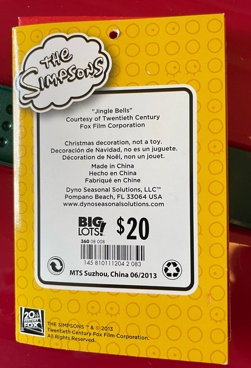 The Simpsons - Caroling Bart  ornament collectible [Barcode 086786158029] - Main Image 2