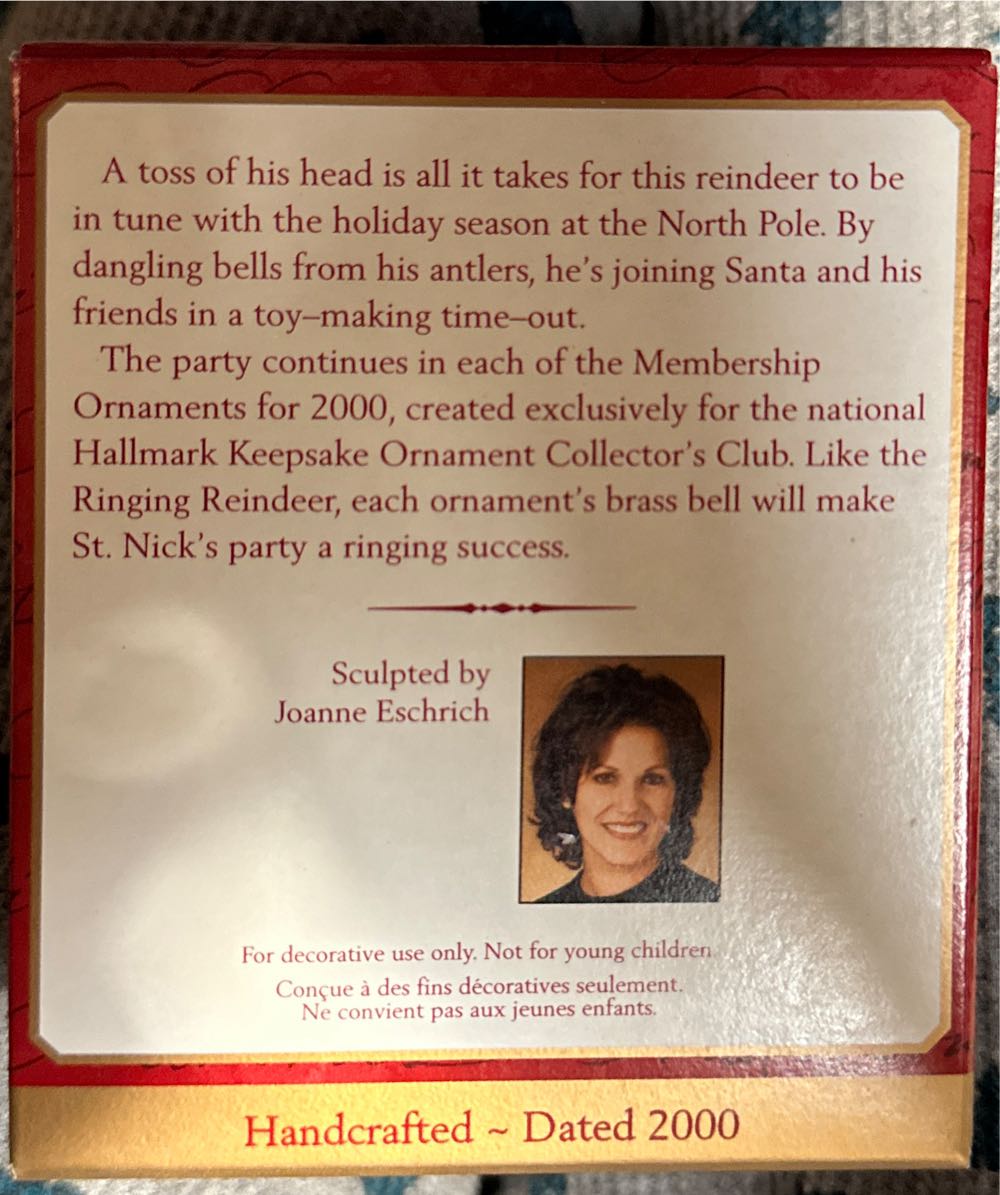 Ringing Reindeer  - Membership Ornaments (Keepsake Ornament Collector’s Club) ornament collectible - Main Image 2