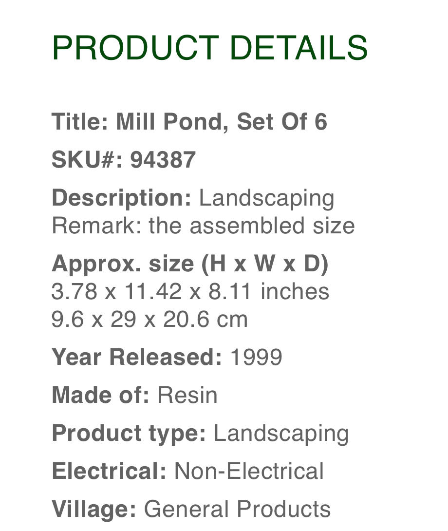 Mill Pond - #94387 - Holiday Collection (Lemax) ornament collectible [Barcode 728162943873] - Main Image 3