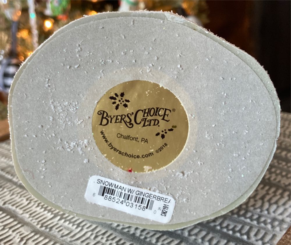 Byers Choice Ltd. Snowman With Gingerbread. 2018.   ornament collectible - Main Image 4