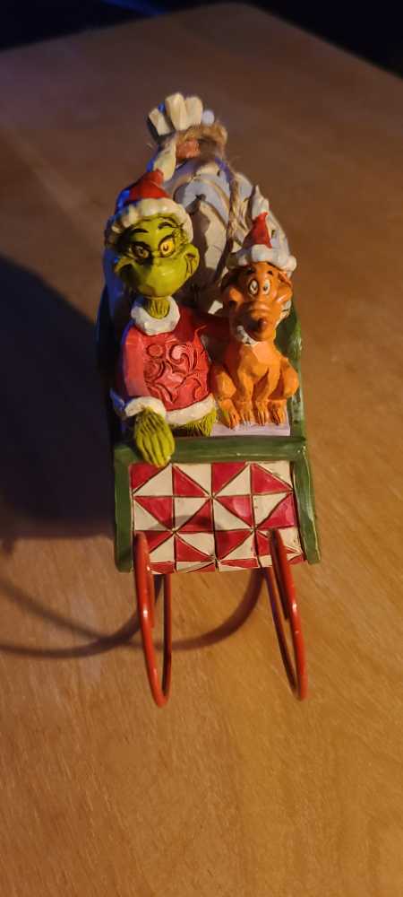 Grinch And Max In Sleigh Nib Resin - Jim Shore  ornament collectible [Barcode 028399296330] - Main Image 2