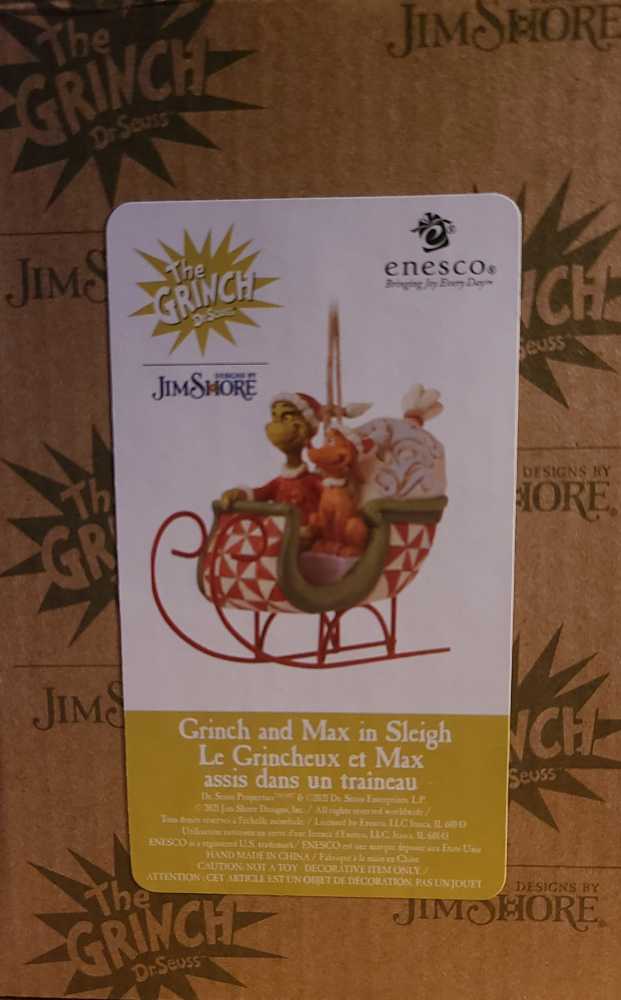 Grinch And Max In Sleigh Nib Resin - Jim Shore  ornament collectible [Barcode 028399296330] - Main Image 3