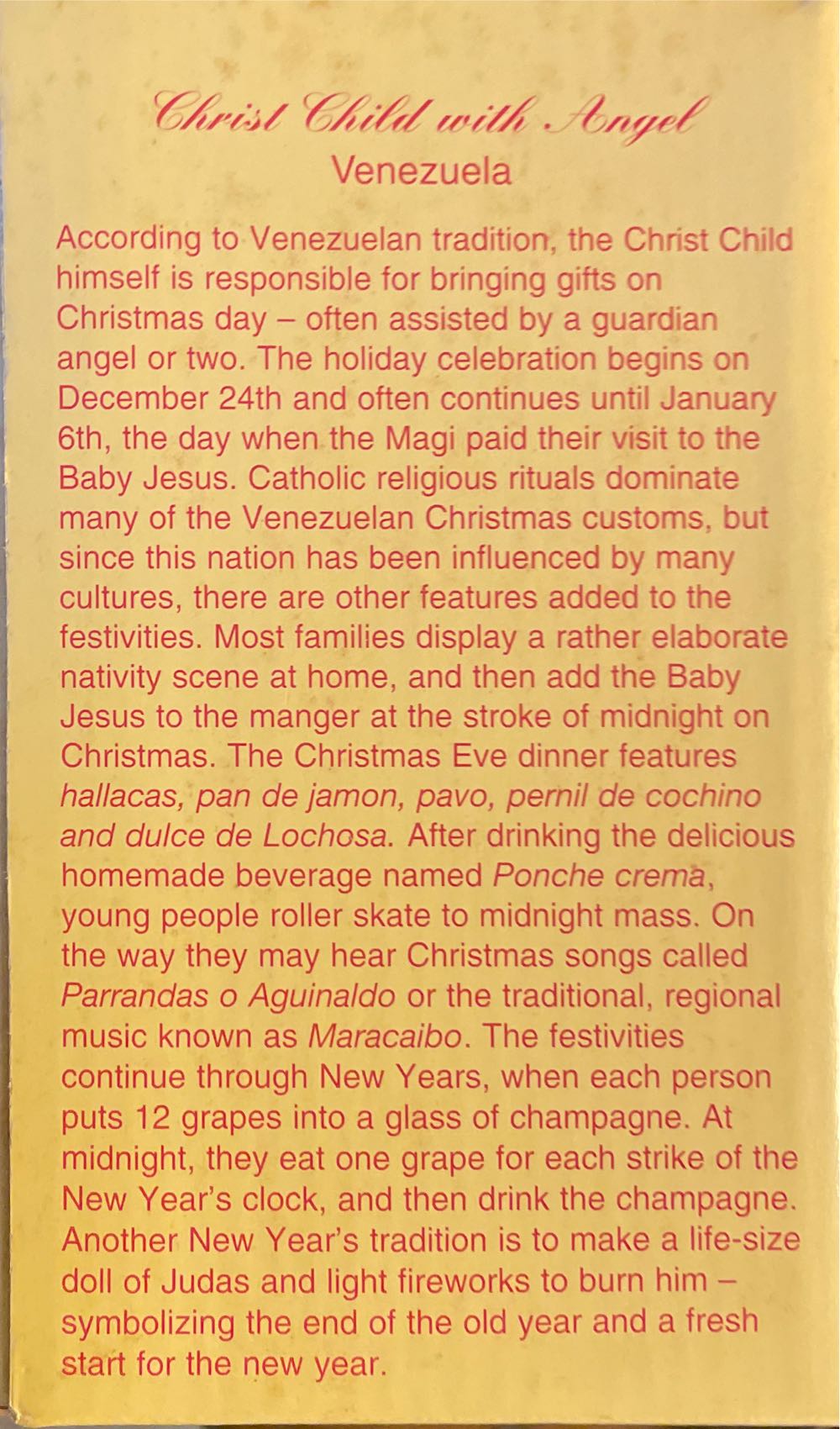 International Santa Claus Christ Child With Angel Venezuela SC69 - SC69 (Santa Around The World) ornament collectible [Barcode 757917000875] - Main Image 2