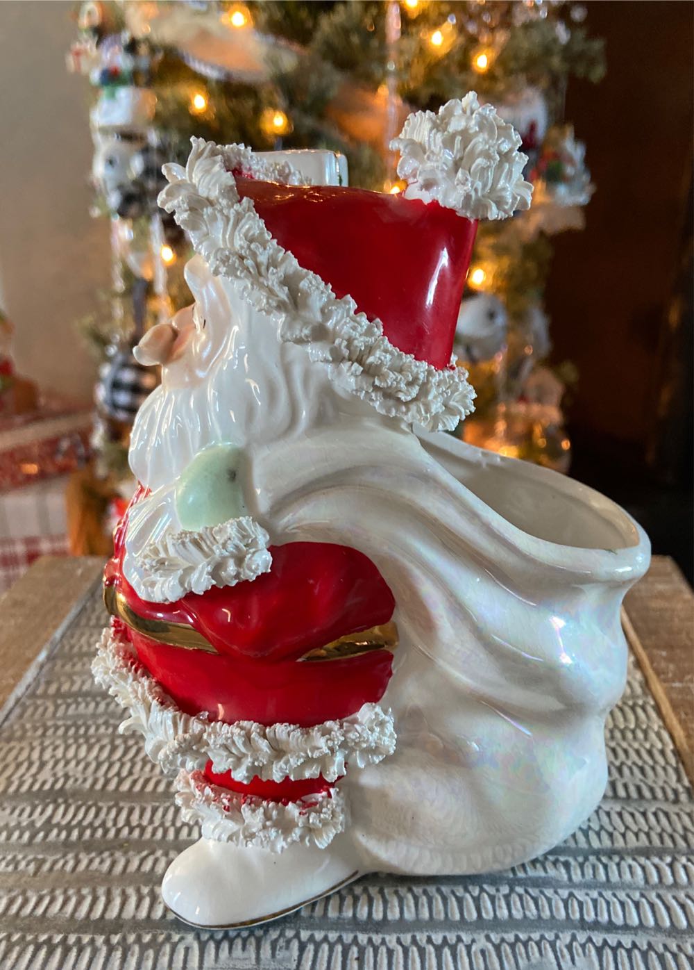 Christmas Vintage. Santa. Spaghetti. Planter.   ornament collectible - Main Image 2