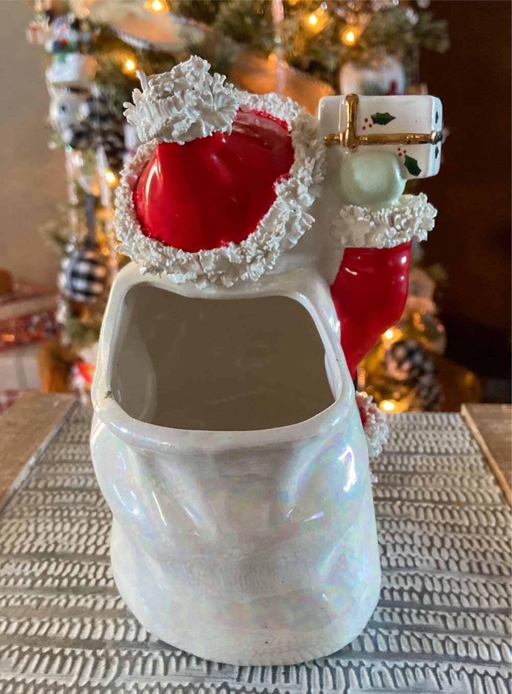 Christmas Vintage. Santa. Spaghetti. Planter.   ornament collectible - Main Image 3