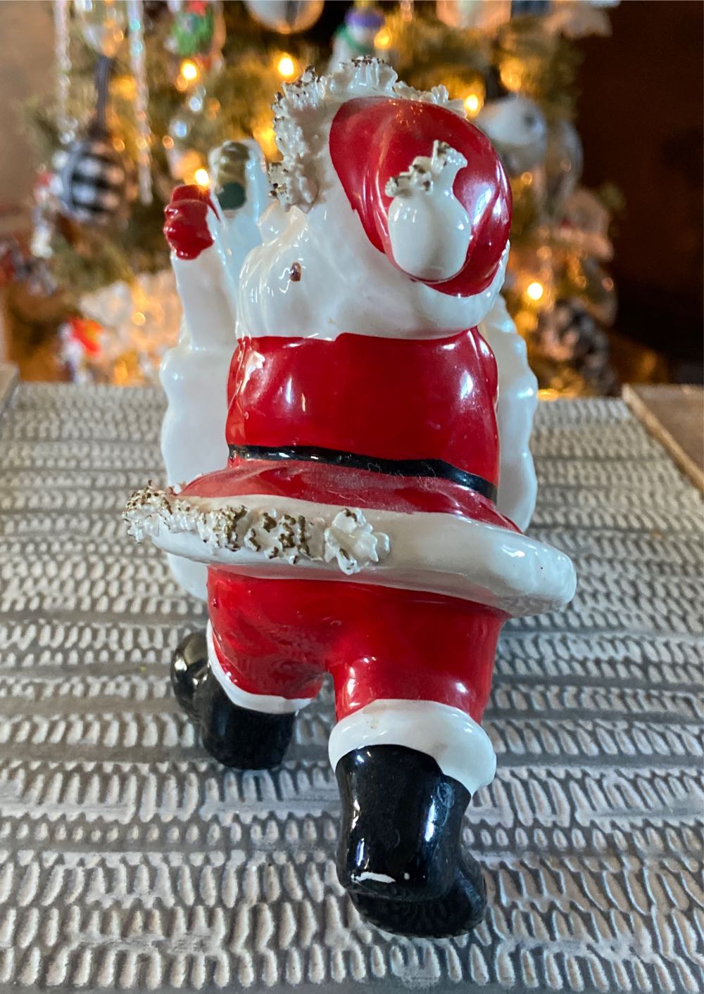 Christmas Vintage. Santa. Spaghetti. Planter.  ornament collectible - Main Image 2