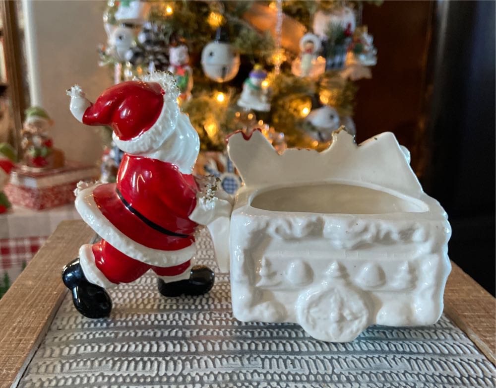 Christmas Vintage. Santa. Spaghetti. Planter.  ornament collectible - Main Image 3