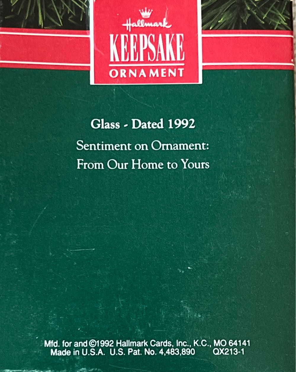 Hallmark Keepsake. Christmas. Glass Ornament. 1992. From Our Home To Yours. - Glass Ball Ornament (From Our Home To Yours) ornament collectible [Barcode 070000027383] - Main Image 2