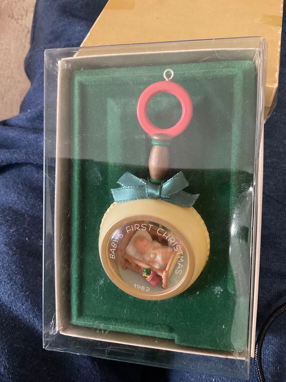 Baby’s First Christmas Cradle Scene In Rattle  ornament collectible - Main Image 1