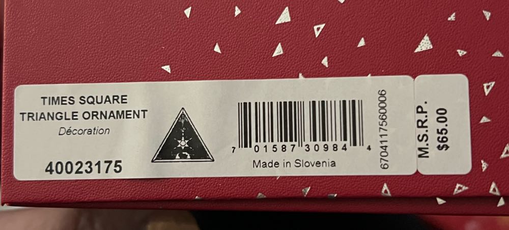 Waterford Crystal Times Square Gift Of Serenity Triangle Christmas Ornament  (The Times Square Ball) ornament collectible [Barcode 701587309844] - Main Image 4