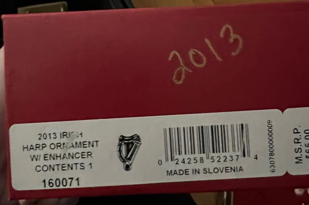 Waterford Crystal Irish Harp Ornament  ornament collectible [Barcode 024258522374] - Main Image 3