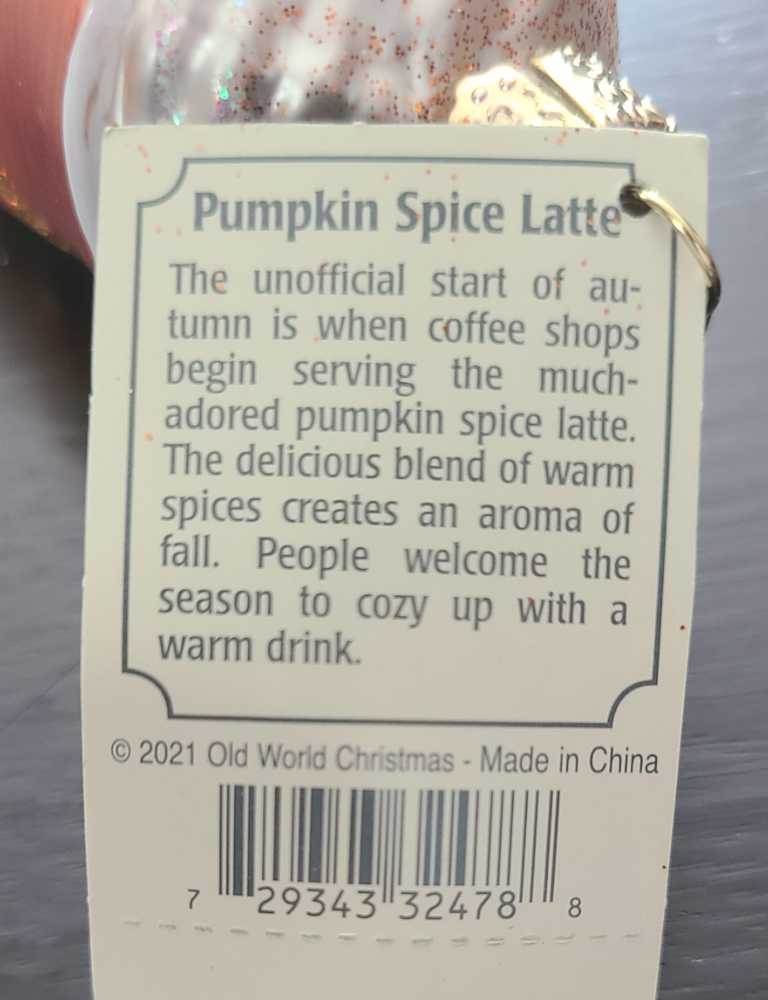 Pumpkin Spice Latte 32478  ornament collectible [Barcode 729343324788] - Main Image 2