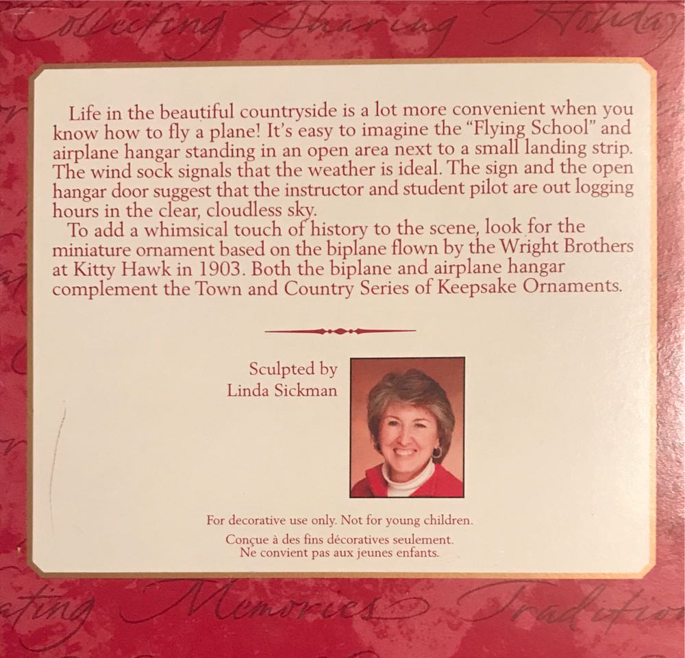 Flying School Airplane Hangar - Town And Country ornament collectible [Barcode 015012595093] - Main Image 2